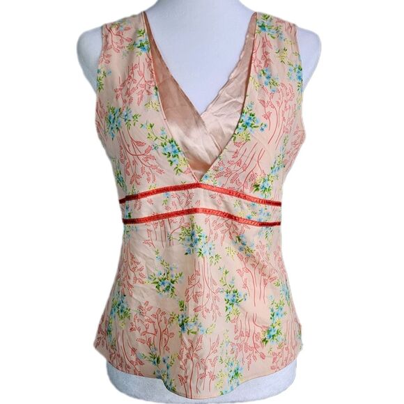 Y2K Old Navy Perfect Fit Pink Floral Babydoll Tank Top Women's Small Fairycore - Picture 1 of 9
